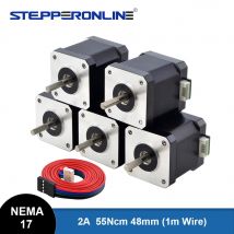 STEPPERONLINE Motore passo-passo Nema 17 Motore Nema17 0,55Nm 2A 42x48mm 2 fasi 4 conduttori per stampante 3D fai da te CNC