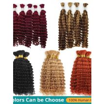 NABI Highlight Honey Blonde Deep Wave Hair Bundles No Weft for Boho Braids 100% Human Hair Extension Bundles for Boho Braiding