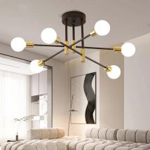 Lámparas de techo vintage, bombilla E27 de 6 luces, lámpara industrial moderna para sala de estar, dormitorio, cocina (sin bombillas)
