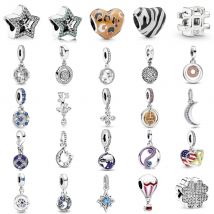 Neuer 925er Sterlingsilber-Heißluftballon-Mond-Charm von Ley 925-Kettenperle, passend für Origina-Armband-Zubehör, DIY-Frauen-Liebesschmuck