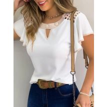 Aushöhlen Sexy Spitze Bluse Elegante Schmetterling Hülse Solide Bluse Hemd Büro Dame O Neck Rüschen Patchwork Blusas Tops S-5XL