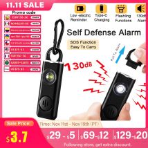 WSDCAM Allarme di autodifesa 130dB Allarme personale anti-lupo per ragazza Bambino Donna Allarme di panico forte Allarme di emergenza ricaricabile