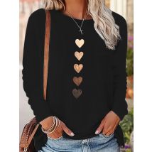 Y2k Love Heart Bedrucktes Langarmshirt Vintage T-Shirt Damen Print T-Shirt Rundhals Top T-Shirt Casual