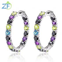 GZ ZONGFA Neue Mode Natürlicher Blauer Topas Amethyst Multi Edelstein Individueller Schmuck 925er