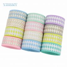 1 inch x 5 Yards Grosgrain Ribbon Silver and Gold Foil Bronzing Diamond Pattern Ribbons for Gift Wrapping DIY Crafts Bow