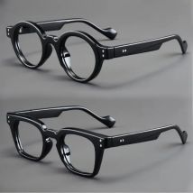 2 pairs of retro round and square black stylish reading glasses, unisex, for presbyopia and reading assistance