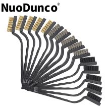 15pcs 17cm Hand Brush Steel Copper Nylon Wire Brush Set For Metal Rust Scrub Removal Cleanings Maintenance Manual Tool