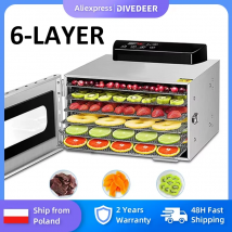 DIVEDEER Macchina per frutta secca per alimenti a 6 strati Essiccatore per frutta intelligente multifunzionale per frutta e verdura commerciale per uso domestico