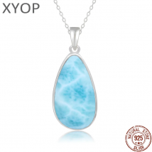 925 Sterling Silber Schmuck Geschenke Klassische Anhänger Halskette Natürliche Edel Larimar Retro Frau Oval Charme Rhodium Überzogene Gold