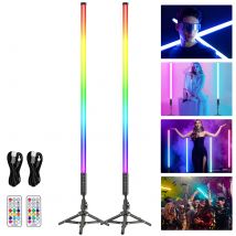 LUXCEO 90cm RGB LED Light Bar Music Sync Color Changing Lighting Tube with Rechargeable Battery for DJ Stage Event Party Decor