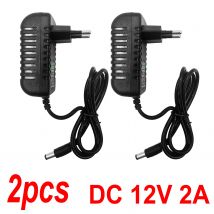 2 pz Adattatore di Alimentazione AC 100-240 V Ingresso DC 12 V 2A Uscita Caricatore Adattatore Universale Convertitore Spina per Telecamera DVR Router LED