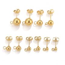 20 Stück Edelstahl hypoallergen 3 4 5 6 8 mm runde Kugel-Ohrstecker mit Schlaufe, passend für DIY-Ohrringe, Schmuckherstellungszubehör