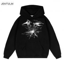 Punk Lyrical Print Pullover übergroße Hip Hop Herren Streetwear Hoodies Harajuku Winter Tops Goth Hooded Sweatshirts Y2k Kleidung