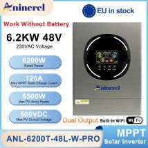 Aninerel 6.2kw 48V Ibrido Solar Inverter Display LCD a colori a doppia uscita con illuminazione RGB MPPT 120A PV 500VDC PL EU Disponibile