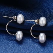 YWYC 925 Sterling Silver U Shape Stud Earrings for Women Natural Freshwater Pearl Earrings Jewlery Gift 2025 Newest