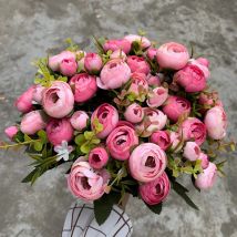 10 główek Vintage Tea Roses Sztuczne kwiaty 6 główek 4 małe pąki Bukiet ślubny Dom DIY Dekoracja wieńca Jedwabne sztuczne kwiaty