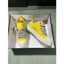 Ro Men Shoe White Yellow Suede Low Top Casual Sneaker Leather Jumbo Laces Women Sneakers Cow Suede Flat Shoes&Boots