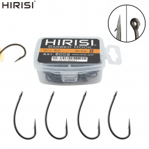 Hirisi 50pcs Coating High Carbon Stainless Steel Barbed Carp Fishing Hooks Pack with Retail Original Box 8003