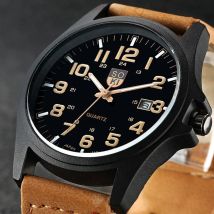 Orologio da polso da uomo per il tempo libero Cinturino in pelle al quarzo Orologi Masculino Relogio Moda maschile Orologio da calendario Orologio da esterno Reloj Hombre