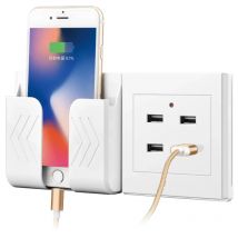 DepoGuye Universelle USB-Wandsteckdose, eingebettete 4-Port-USB-Buchse für Schlafzimmer, mit LED-Licht, 2,1 A Ladebuchse für Mobiltelefone
