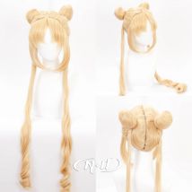 ND Usagi Tsukino Cosplay Wigs Sailor Moon Anime Cosplay Long Blonde Hair Wigs for Comic Con CoserHeat Resistant Synthetic