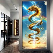 DIY Diamond Painting Cross Stitch Kit The Golden Dragon Full Drills Diamond Mosaic New Collection 2024 Home Decor Gift