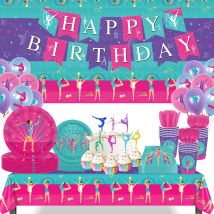 Gymnastik Party Dekoration Geschirr Pappbecher Teller Servietten Banner Luftballons Rhythmische Sport Geburtstag Baby Shower Party Dekor