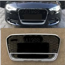Für RS6 Stil Vorne Sport Hex Mesh Waben Haube Grill Chrom Schwarz für Audi A6/S6 C7 2012 2013 2014