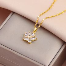 Neu In Sparkly Zirkon Kristall Anhänger Halsketten Für Frauen 18K Gold Überzogene Edelstahl Hals Kette Schmuck Weibliche Zubehör