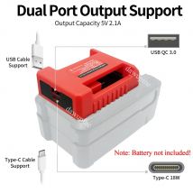 Lithium-Batterie-Adapter, USB-Typ-C-Ladegerät, Powerbank, Gürtelschnalle, Display-Halterung, Rack für Einhell für Ozito 18 V Li-Ionen-Akku