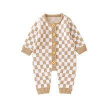 Baby Stram pler Kleidung lässig Langarm Plaid gestrickt Neugeborenen Jungen Mädchen einteilige Overalls Herbst Winter Kleinkind Kinder Unisex Outfits