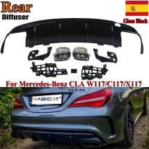 MagicKit dla Mercedes Benz AMG W117 C117 X117 tylny dyfuzor z rurami wydechowymi CLA260 CLA45 tylny zderzak błyszczyk czarny