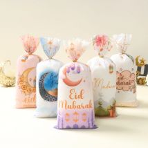 25/50/100Pcs Eid Mubarak Moon Candy Bag Ramadan Kareem Decoration 2025 For Home Islamic Muslim Eid Al-Fitr Party Favors Gift Bag