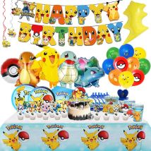 Pokemon Decorazione festa di compleanno Nuovo fulmine Pikachu Palloncino per bambini Forniture per eventi Stoviglie usa e getta Banner Sfondo
