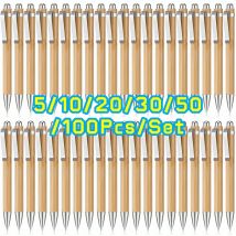 5/10/20/30/50/100PCS Bamboo Ballpoint Pen Stationery Party Pens Office School Supplies Business Gifts