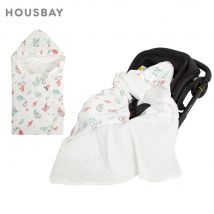 Newborn Basket Blanket 90*90Cm Autumn Windproof Warm Hooded Envelope In Baby Car Seat Cute Elephant Print For Girls
