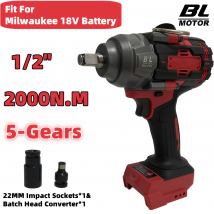 Klucz udarowy bezszczotkowy Milwaukee 18V 2000N.M o wysokim momencie obrotowym, uderzarka udarowa 1/2 cala, elektryczne narzędzia do napraw domowych i samochodowych.
