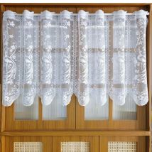 Tende corte trasparenti bianche Pavone Jacquard Fondo Onde Mezze tende Caffè Piccola finestra Tende da cucina Anello superiore