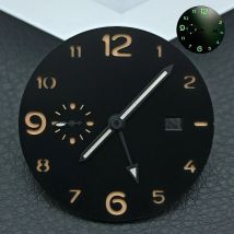 36.5mm dial green luminous sterile single calendar dial and hands fits for ST2557/ST2555/ST2555 movements can DIY logo