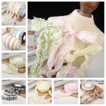 Baumwoll stoff Plaid gewellte Kante Spitze Barcode DIY Kopf bedeckung Geschenk box Kleidung Rahmen Bogen Knoten Produktions material Haustier liefert Band