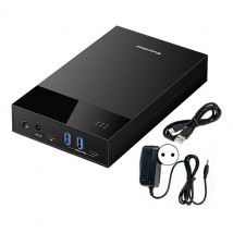 EU-Stecker 3,5 Zoll 2,5 Zoll externes Festplattengehäuse Tragbares SDD-Multi-Port-Hub USB 3.0 zu SATA-Festplatten-Dockingstation 20T