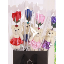 YO CHO Artificial Flower Bouquet Romantic Bear of Roses Valentine's Day Gifts  Soap Flower  Wedding Decoration  Party  Wholesale