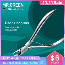 MR.GREEN-pinza para cutículas de uñas, tijeras para manicura, pinzas de acero inoxidable, producto para eliminar la piel muerta, tijera, herramienta empujadora, recortadora