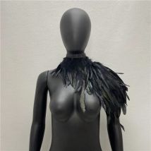 Eine Schulter Feder Luxus Schal Frauen Snood Gothic Stil Schal Frau Schals Punk Party Halloween Leistung Zeigen Dekoration