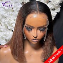 400 Dichte braune Bob gerade leimlose Perücken Echthaar 360/13 × 6/13 × 4 HD Lace Frontal Perücke vorgezupft für Frauen tragen und gehen