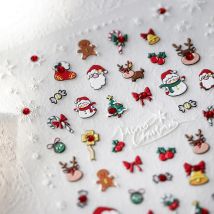 1 Stück 5D dreidimensionale Nagelaufkleber, hochwertige Weihnachtsserie, geprägte Nagelkunstaufkleber, Weihnachts-Schneemann-Nagelaufkleber