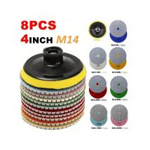 8pcs 4" 100mm Diamond Polishing Pad Set, Wet And Dry Use, For Granite, Concrete, Marble, Sanding Disc Set