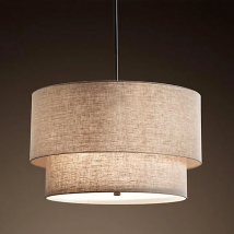 Luxuriöse Pendelleuchte für Esszimmer, Wohnzimmer, Schlafzimmer, Mittelland, pastoraler Stil, Schwarz, Weiß, moderner Doppel-Leinen-Kronleuchter