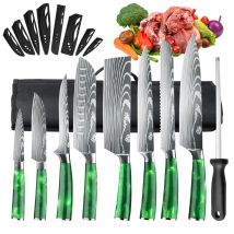 ZENG 8 pezzi coltello da chef professionale mannaia affilata in acciaio inossidabile ad alto tenore di carbonio, coltello sinoku, coltello a fetta, manico in resina per coltello da pesca