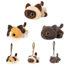 Kawai Pet Cat Peluche Gatto Nero Gattino Siamese Calico Gatto Peluche Bambola Gatto Ciondolo Portachiavi Farcito Giocattolo Regalo Di Compleanno Per Bambini
